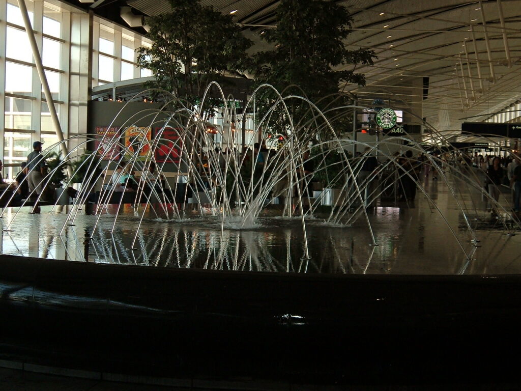 Water fountain in the concourse