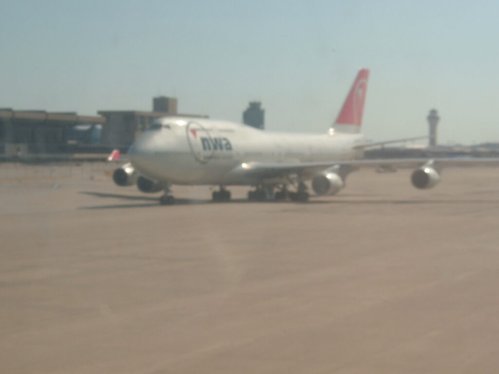 Sorry for the blurry image, but I was trying to capture this 747-451.