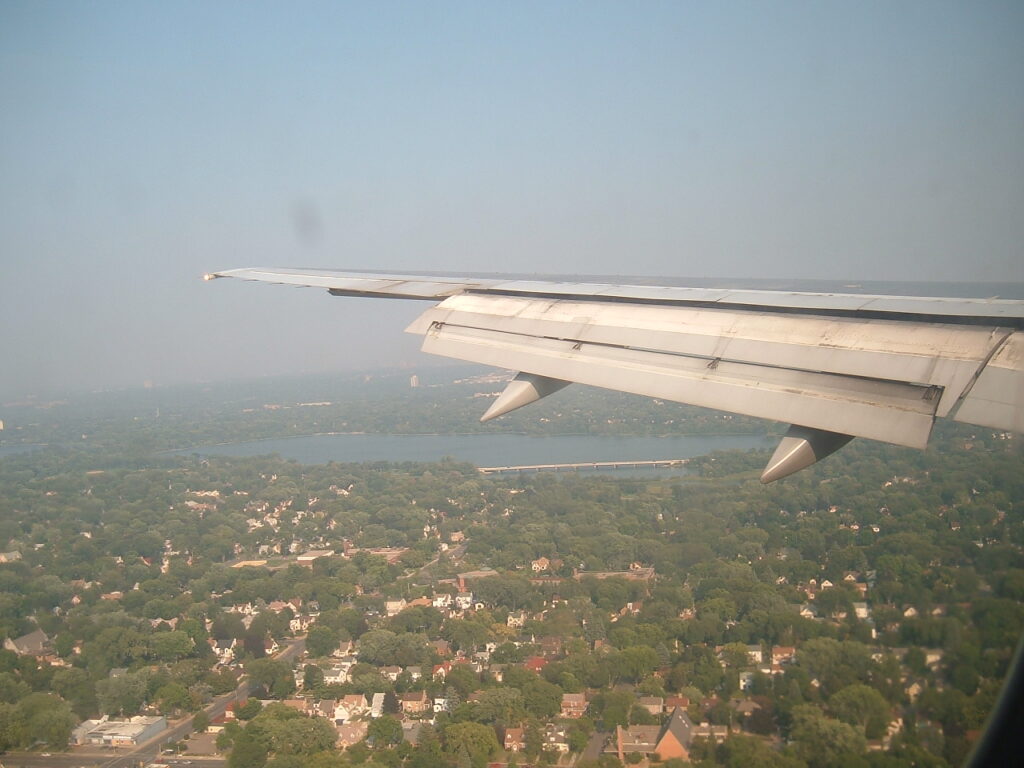 Another snapshot of deployed flap system during our approach to Minneapolis-St. Paul.